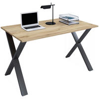 SCHREIBTISCH 140/50/76 cm Schwarz, Honigeiche   - Honigeiche/Silberfarben, Design, Holzwerkstoff/Metall (140/50/76cm) - MID.YOU