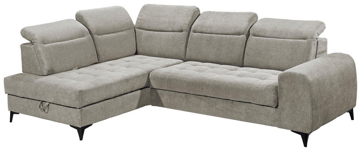 ECKSOFA in Webstoff Taupe  - Taupe/Schwarz, Konventionell, Kunststoff/Textil (200/282cm) - MID.YOU