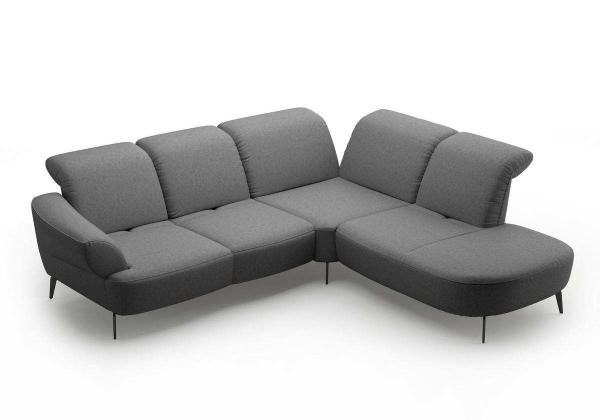 ECKSOFA in Flachgewebe Dunkelgrau  - Dunkelgrau/Schwarz, Modern, Textil/Metall (302/270cm) - Sit & More