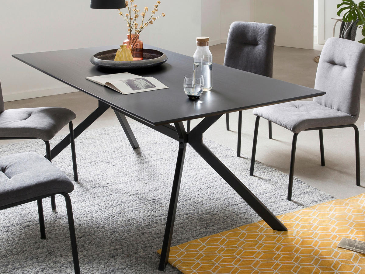 ESSTISCH in Metall, Holzwerkstoff 180/90/75 cm  - Dunkelgrau/Schwarz, Design, Holzwerkstoff/Metall (180/90/75cm) - Livetastic