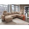 WOHNLANDSCHAFT in Chenille Hellbraun  - Hellbraun/Schwarz, Modern, Holz/Textil (153/305/200cm) - Livetastic