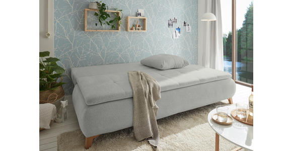 SCHLAFSOFA Webstoff Hellgrau  - Eichefarben/Hellgrau, Design, Kunststoff/Textil (202/94/104cm) - Carryhome