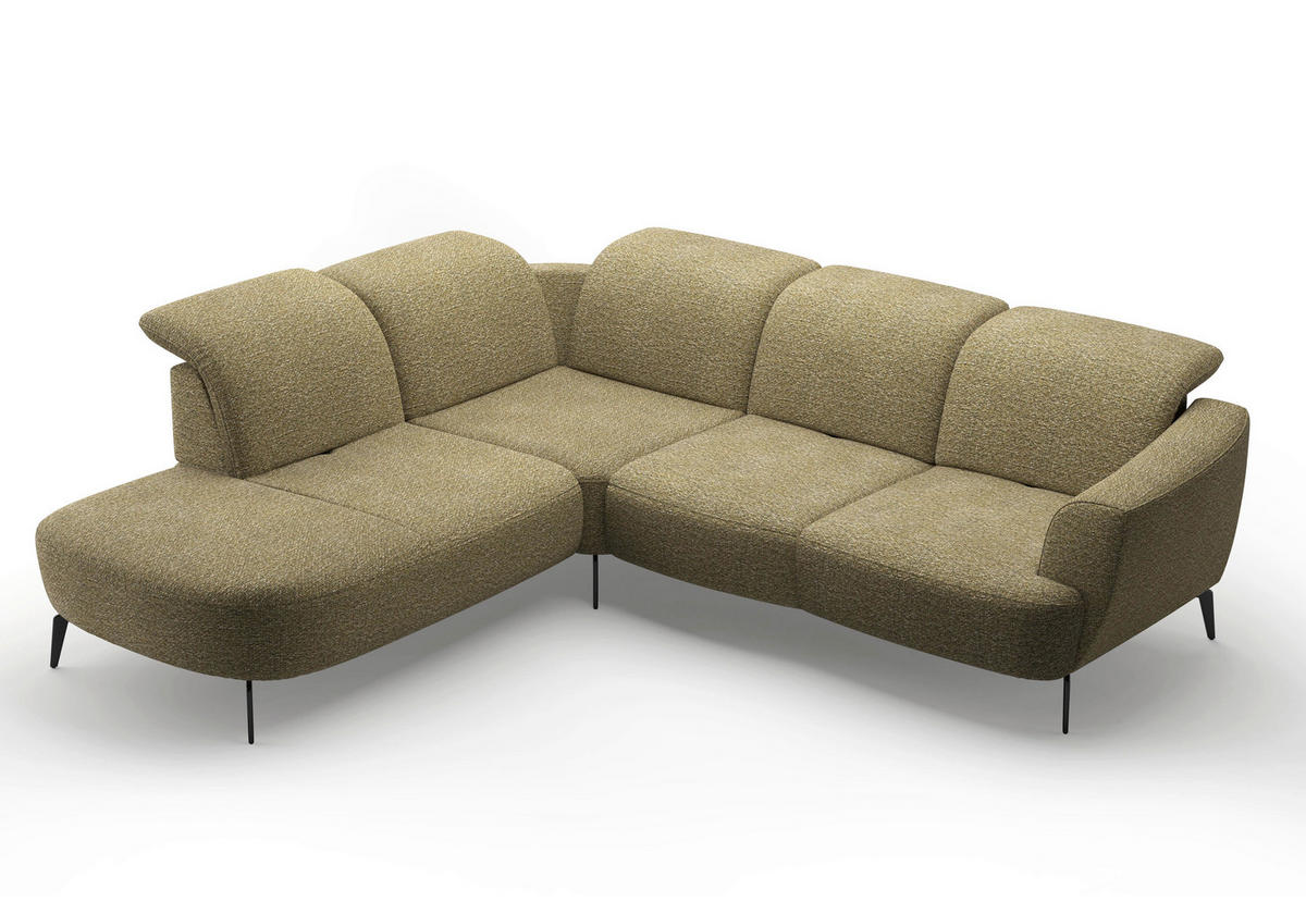 ECKSOFA in Chenille Olivgrün  267/300 cm  - Schwarz/Olivgrün, KONVENTIONELL, Textil/Metall (267/300cm) - Sit & More