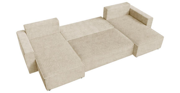 WOHNLANDSCHAFT Creme Cord  - Creme/Schwarz, KONVENTIONELL, Kunststoff/Textil (140/305/140cm) - Carryhome