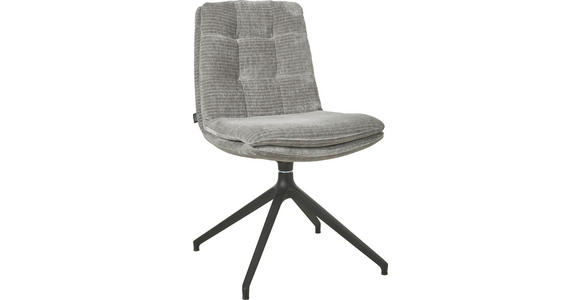 STUHL in Chenille Textil - Schwarz/Grau, Design, Textil/Metall (49/90/68cm) - Johann Jakob