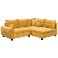 ECKSOFA in Mikrovelours Gelb  248/176 cm  - Gelb/Schwarz, Basics, Holzwerkstoff/Kunststoff (248/176cm) - MID.YOU