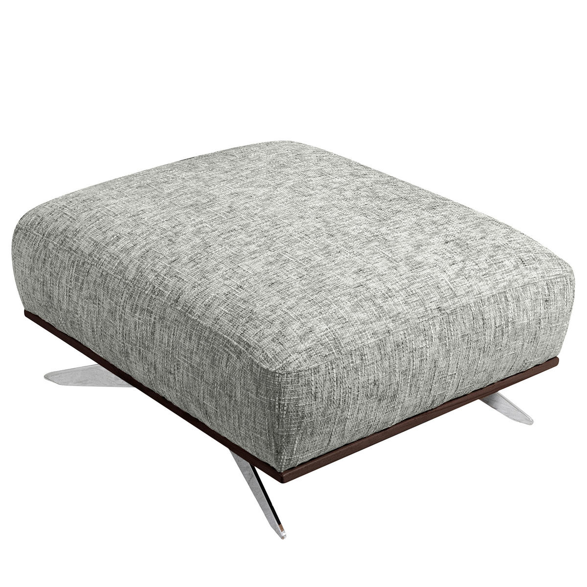 HOCKER PORTLAND Struktur Grau  - Chromfarben/Dunkelbraun, Design, Holz/Textil (95/46/80cm) - Livetastic