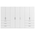 DREHTÜRENSCHRANK 350/235/61 cm,  in Weiß, 7-türig  - Edelstahlfarben/Weiß, Basics, Holzwerkstoff/Metall (350/235/61cm) - Novel