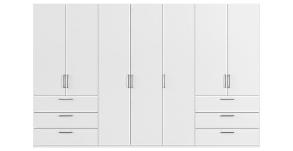 DREHTÜRENSCHRANK 350/235/61 cm,  in Weiß, 7-türig  - Edelstahlfarben/Weiß, Basics, Holzwerkstoff/Metall (350/235/61cm) - Novel