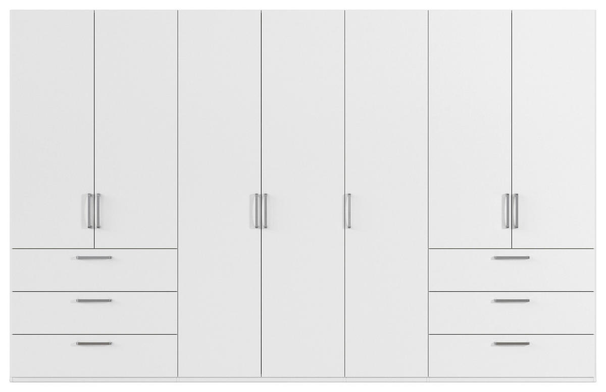DREHTÜRENSCHRANK 350/235/61 cm,  in Weiß, 7-türig  - Edelstahlfarben/Weiß, Basics, Holzwerkstoff/Metall (350/235/61cm) - Novel