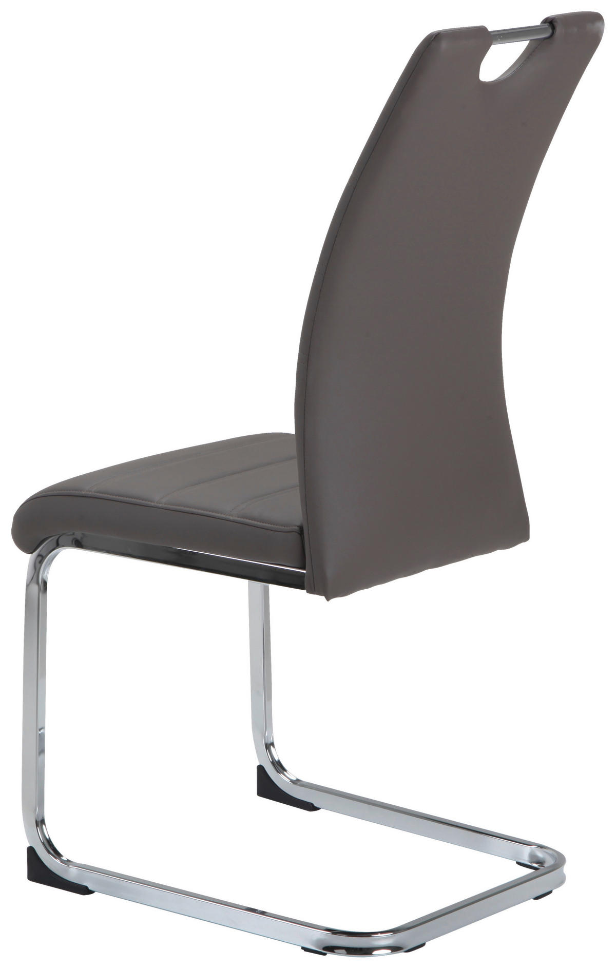 SCHWINGSTUHL  in Stahl Lederlook  - Taupe/Chromfarben, Design, Textil/Metall (42/99/56cm) - P & B