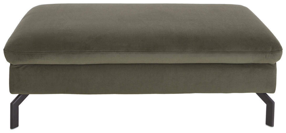 ECKSOFA in Velours Olivgrün  - Schwarz/Olivgrün, Design, Textil/Metall (179/306cm) - Beldomo System