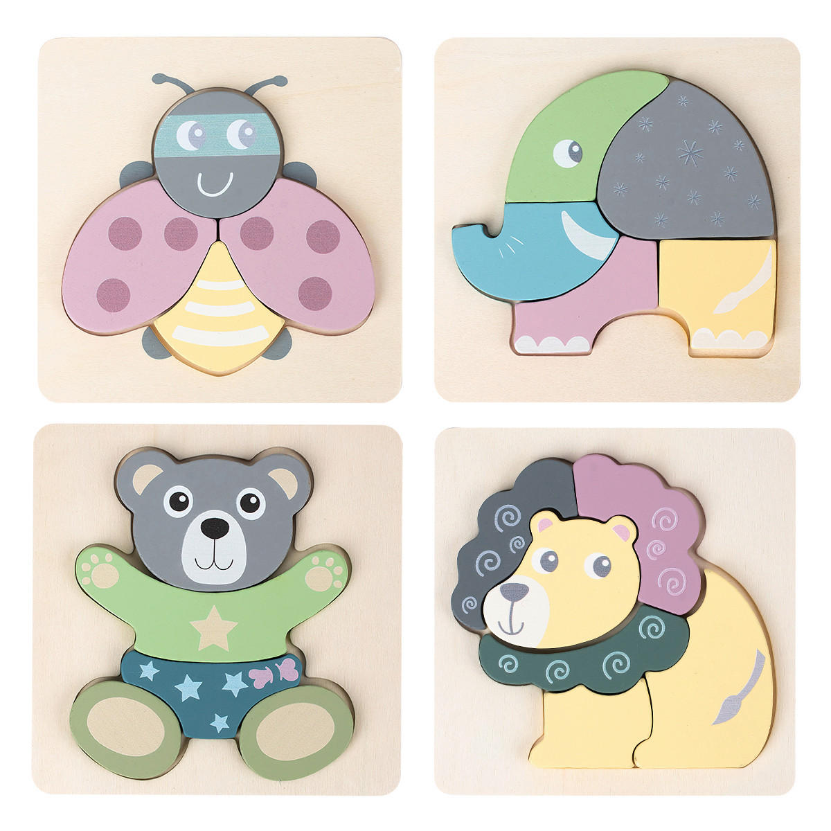 PUZZLE - přírodní barvy/vícebarevná, Basics, kompozitní dřevo - My Baby Lou
