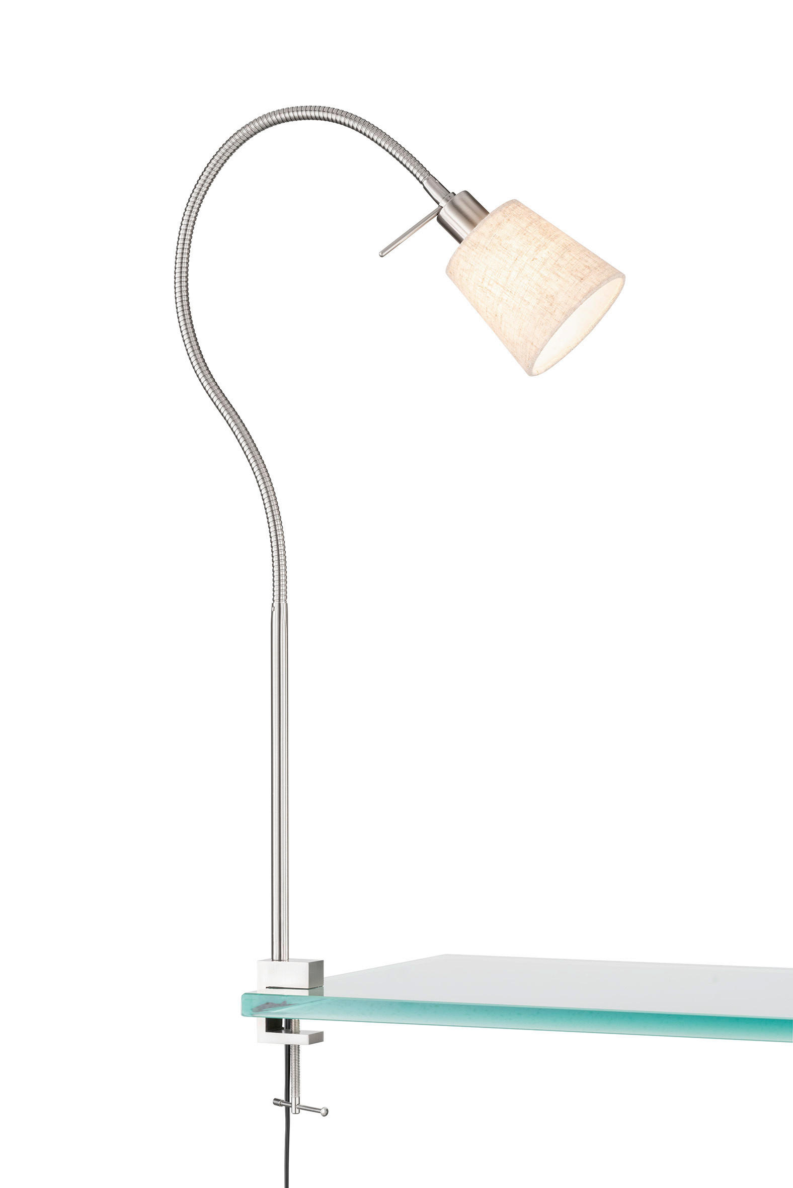 KLEMMLEUCHTE - Sandfarben/Nickelfarben, Basics, Textil/Metall (60/11/45cm) - Fischer & Honsel