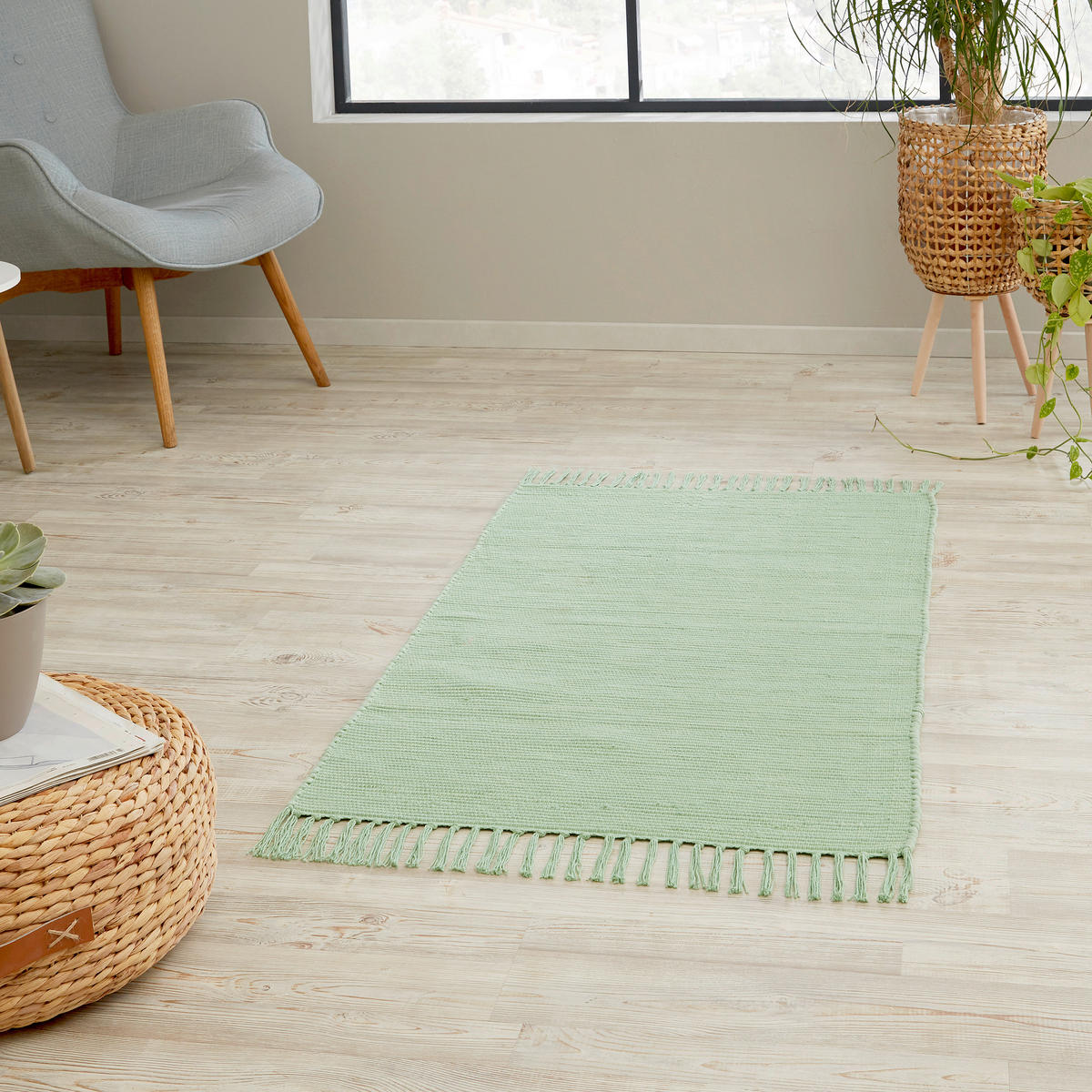RUČNĚ TKANÝ KOBEREC, 70/120 cm, mátově zelená - mátově zelená, Design, textil (70/120cm) - Boxxx