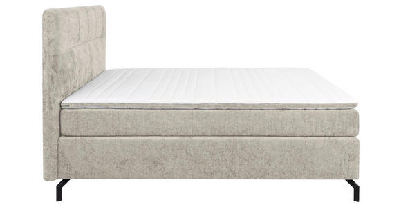 BOXSPRINGBETT 160/200 cm,  in Beige, Topper, H2 + H2 = mittel  - Beige/Schwarz, Design, Textil/Metall (160/200cm) - Esposa