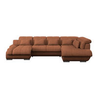 WOHNLANDSCHAFT Cognac Mikrofaser  - Chromfarben/Dunkelgrau, MODERN, Textil/Metall (184/345/228cm) - MID.YOU