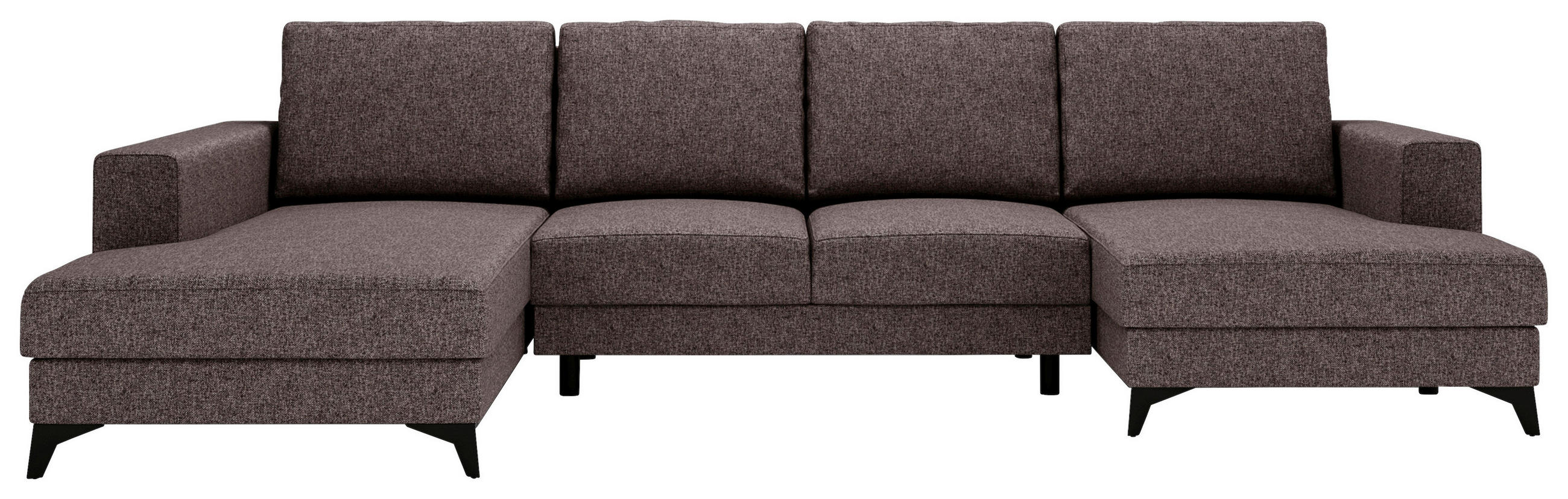 WOHNLANDSCHAFT Braun Flachgewebe  - Schwarz/Braun, Design, Textil/Metall (190/339/156cm) - Livetastic