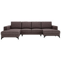 WOHNLANDSCHAFT Braun Flachgewebe  - Schwarz/Braun, Design, Textil/Metall (190/339/156cm) - Livetastic