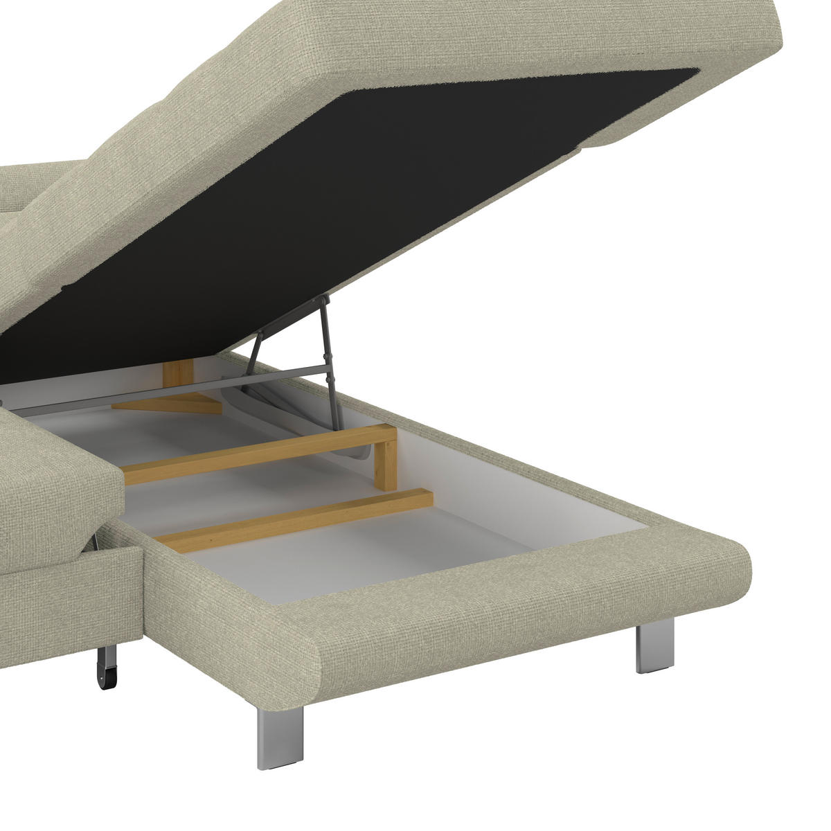 ECKSOFA in Drell Sandfarben  - Sandfarben, Modern, Textil/Metall (270/230cm) - MID.YOU