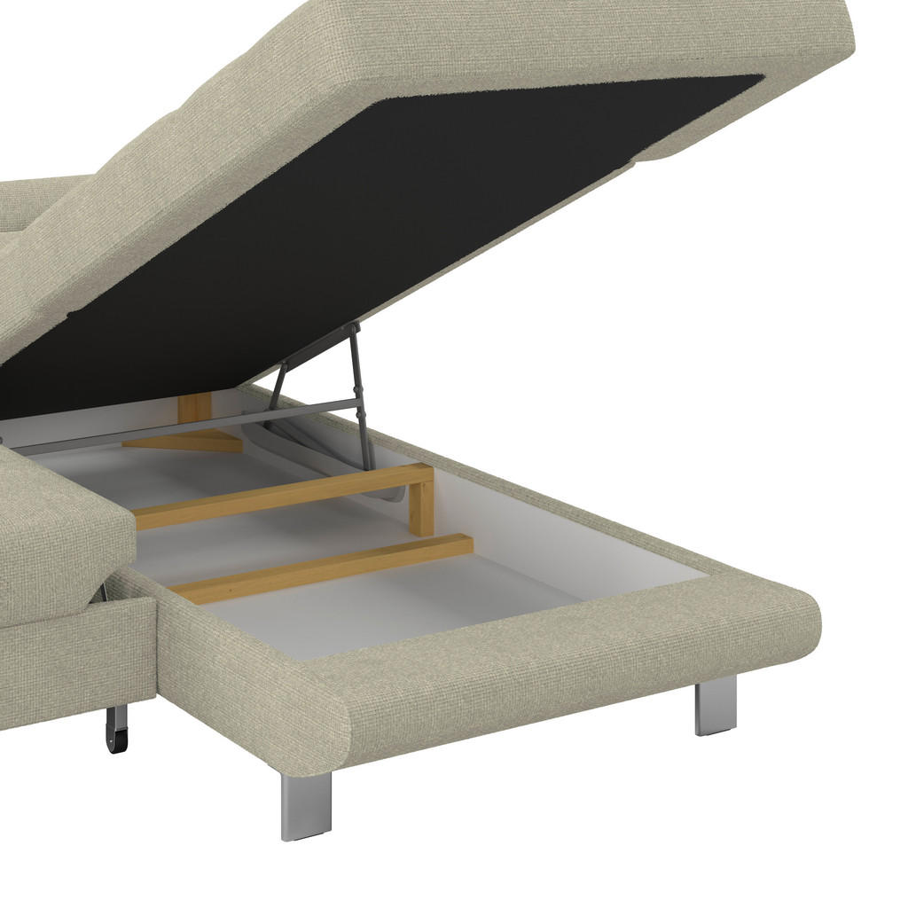Thumbnail - Mid.you Ecksofa, Sand, Textil, 5-Sitzer, Ottomane rechts, L-Form, 270x230 cm, Made in EU, Stoffauswahl, Hocker erhältlic...