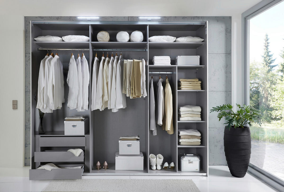 ORMAR - VISEĆA KLIZNA VRATA bela, bela visoki sjaj  300/216/65 cm  - bela/bela visoki sjaj, Konvencionalno, metal/pločasti materijal (300/216/65cm) - Stylife