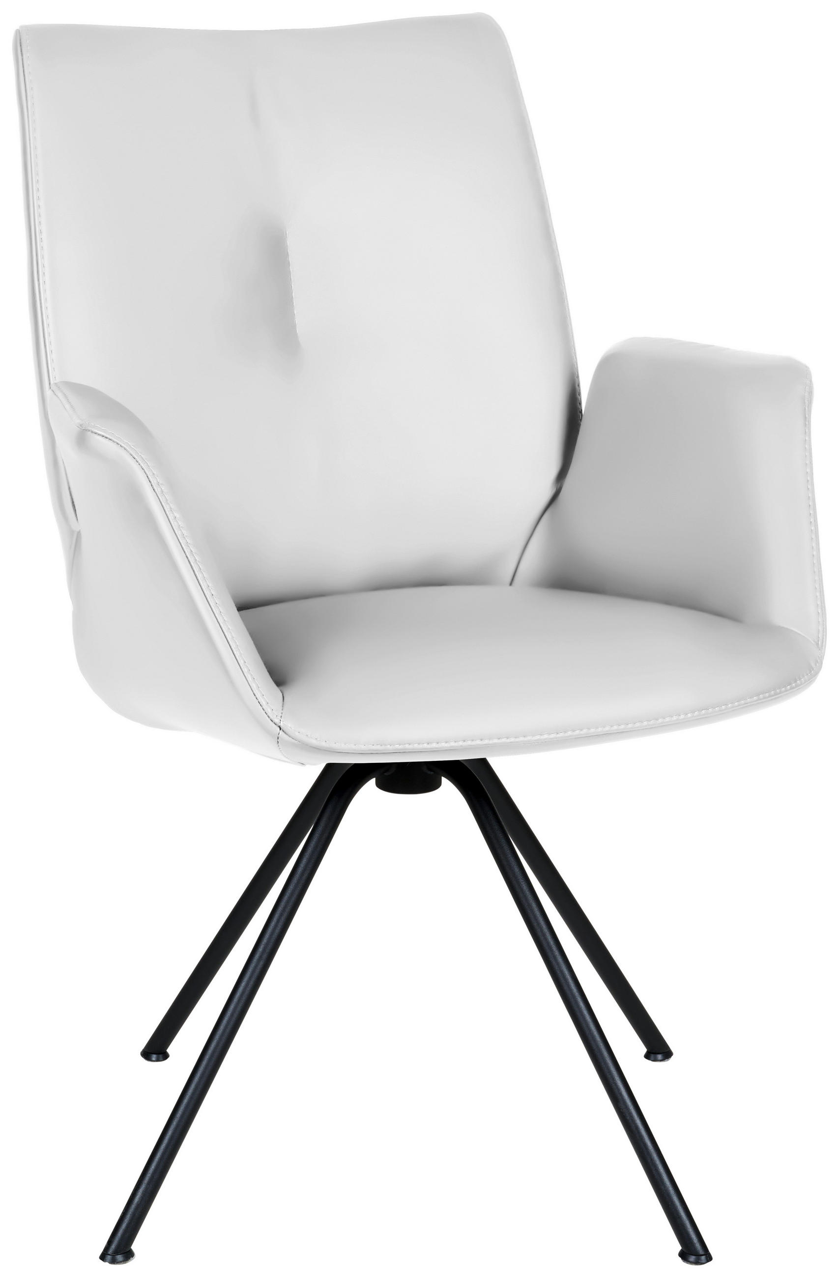 ARMLEHNSTUHL  in Stahl Echtleder pigmentiert  - Weiss/Schwarz, Design, Leder/Metall (65/91/63cm) - Dieter Knoll