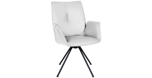 ARMLEHNSTUHL  Beinauswahl, Lederauswahl, Sitzfläche 360° drehbar  Echtleder  - Schwarz/Weiß, Design, Leder/Metall (65/91/63cm) - Dieter Knoll