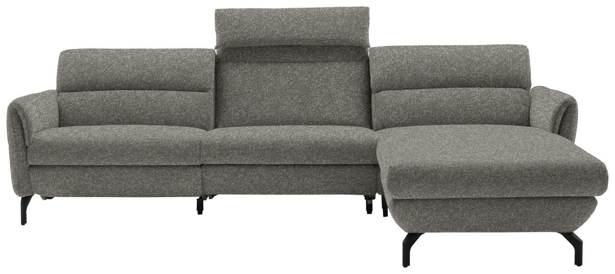 ECKSOFA Greige Chenille  - Greige/Schwarz, Design, Textil/Metall (299/187cm) - Schöner Wohnen