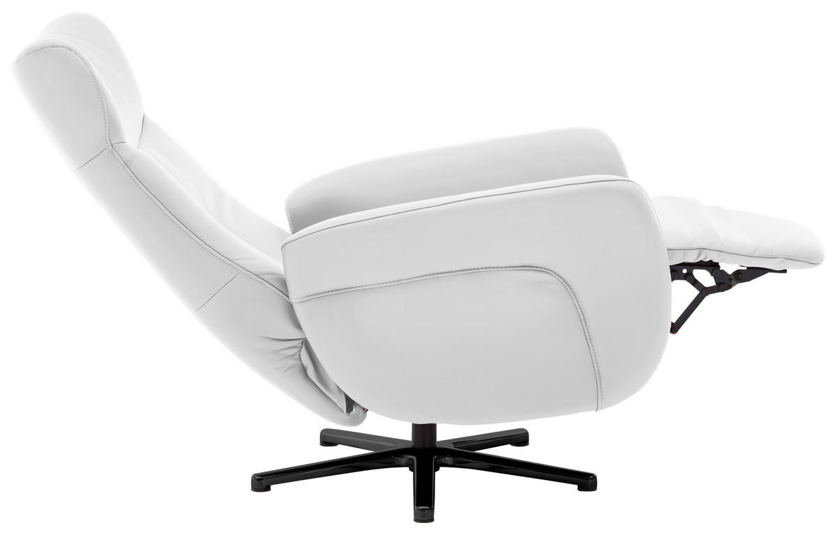 RELAXSESSEL in Leder Weiss  - Weiss/Schwarz, Design, Leder/Metall (76/112/83cm) - Beldomo Speed