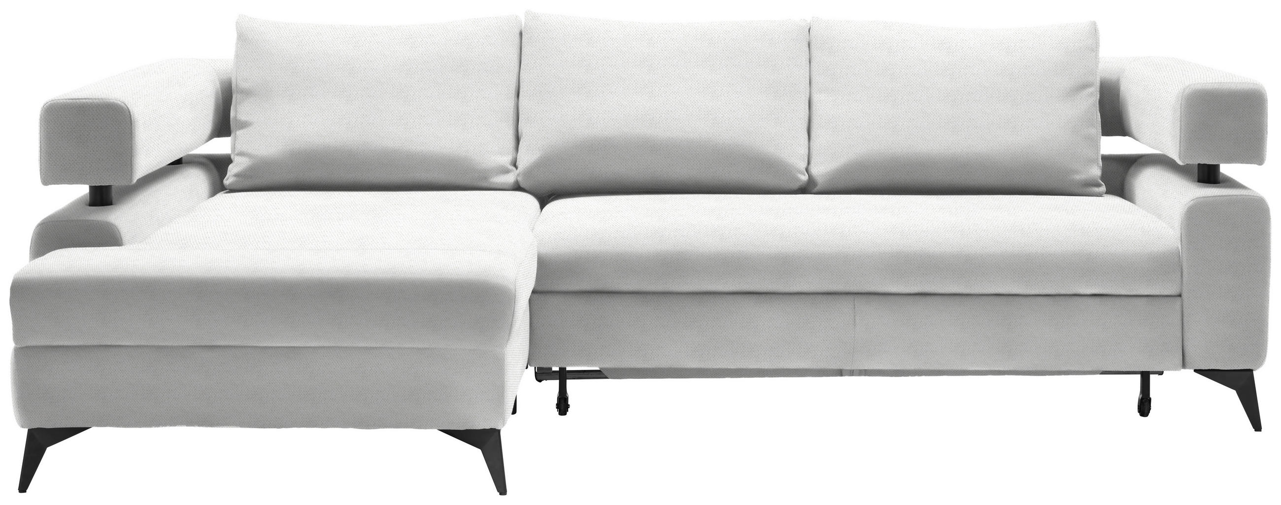 ECKSOFA in Chenille Weiss  - Weiss/Schwarz, Konventionell, Textil/Metall (184/265cm) - Hom`in