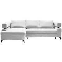 ECKSOFA in Chenille Weiss  - Weiss/Schwarz, Konventionell, Textil/Metall (184/265cm) - Hom`in