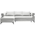 ECKSOFA in Chenille Weiß  - Schwarz/Weiß, KONVENTIONELL, Textil/Metall (184/265cm) - Hom`in