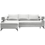 ECKSOFA in Chenille Weiß  - Schwarz/Weiß, KONVENTIONELL, Textil/Metall (184/265cm) - Hom`in