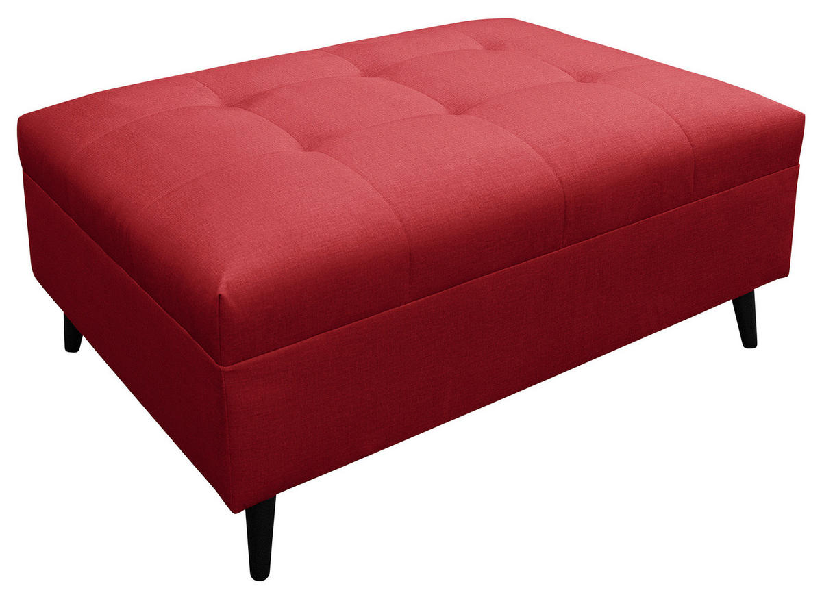 Ecksofa inkl. Hocker in Mikrofaser Rot  - Rot/Schwarz, Design, Holz/Textil (247/174cm) - MID.YOU
