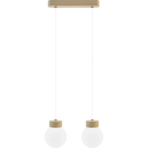 HÄNGELEUCHTE 30/150 cm  - Eichefarben/Weiß, Design, Glas/Holz (30/150cm)