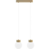 ZÁVESNÉ SVIETIDLO, 30/150 cm  - biela/farba duba, Design, drevo/sklo (30/150cm)