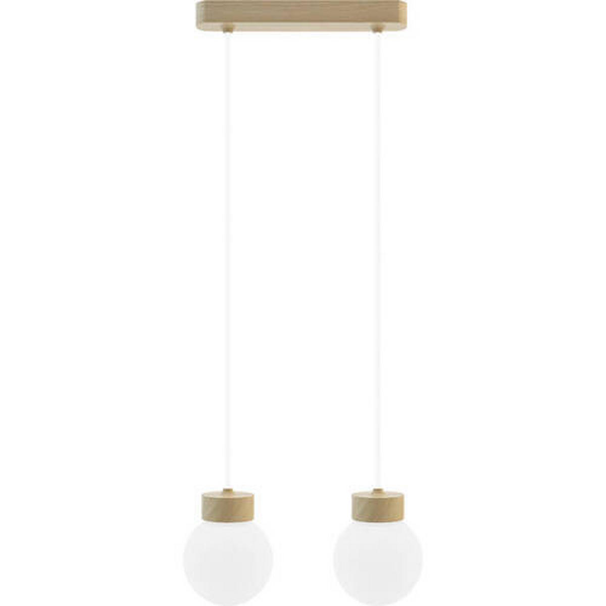 ZÁVESNÉ SVIETIDLO, 30/150 cm  - biela/farba duba, Design, drevo/sklo (30/150cm)