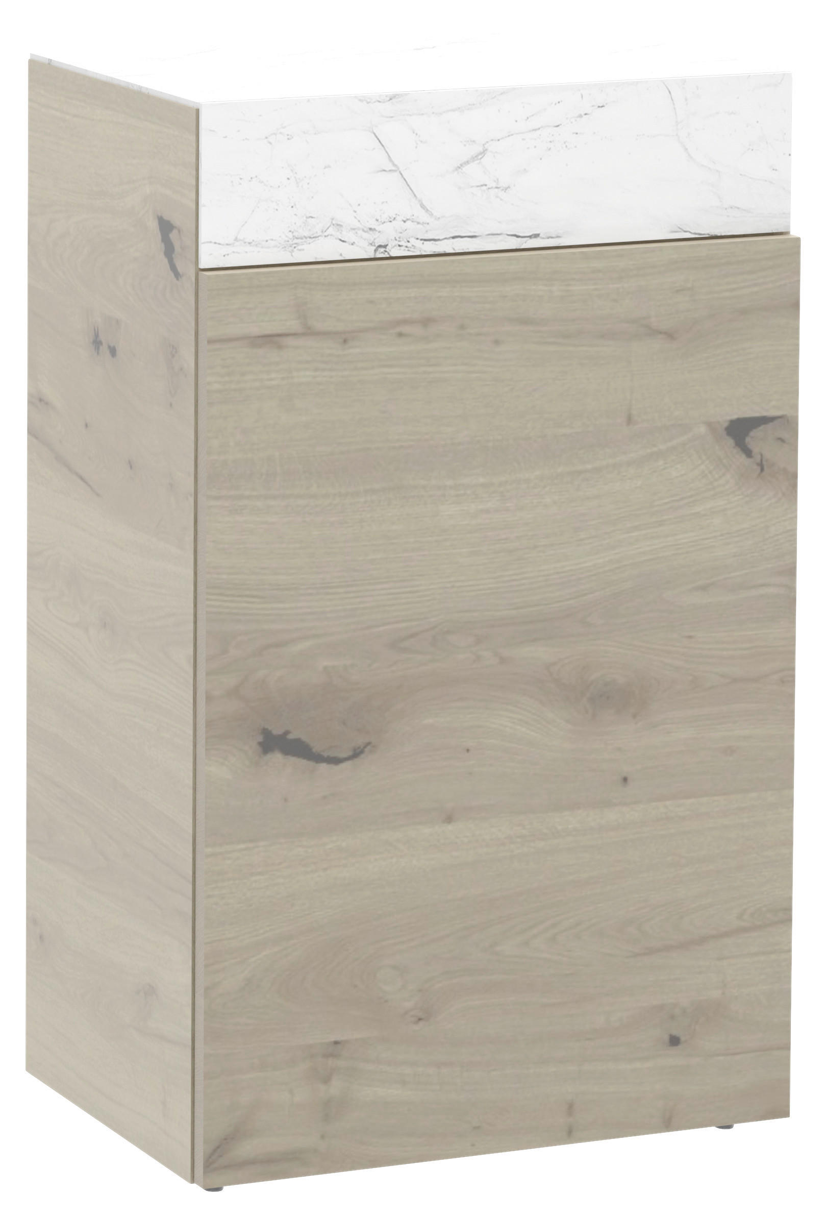 SCHUHSCHRANK Eiche furniert, massiv Weiß, Eichefarben - Eichefarben/Weiß, Natur, Glas/Holz (64/106/42,6cm) - Voglauer