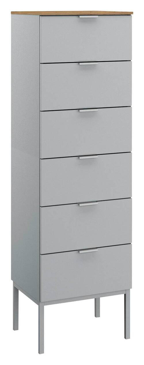 KOMMODE 40/138/42 cm  in Grau, Eichefarben  - Eichefarben/Alufarben, Trend, Holzwerkstoff/Kunststoff (40/138/42cm) - Stylife