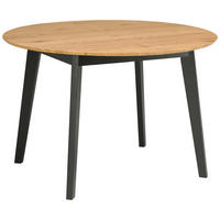 JEDILNA MIZA, masivno les kavčukovca, hrast črna, barve hrasta  - črna/barve hrasta, Konvencionalno, leseni material/les (120-200/120/74cm) - MID.YOU