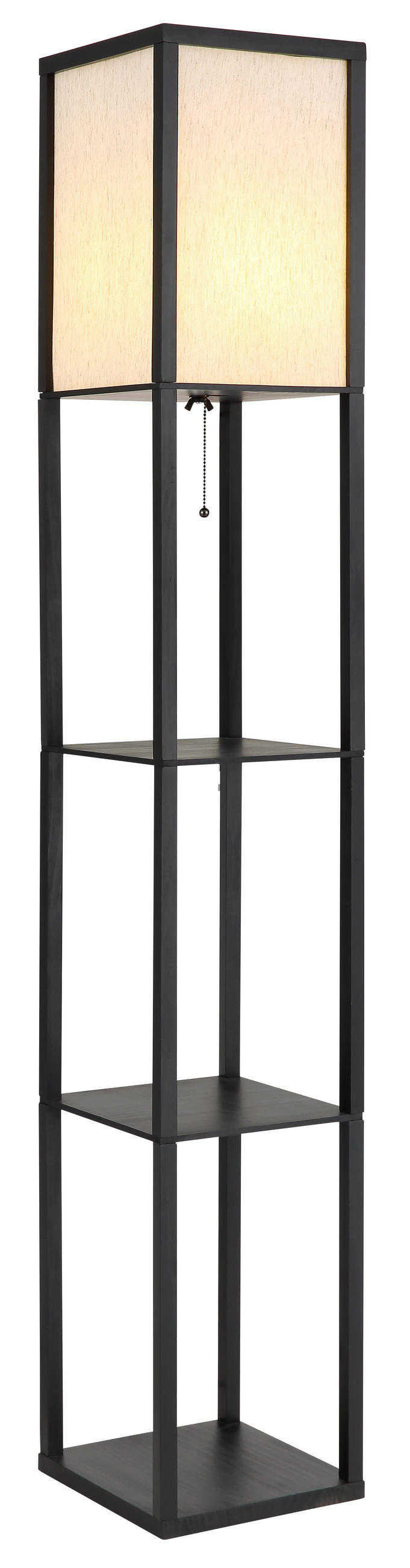 STEHLEUCHTE - Schwarz/Naturfarben, Design, Holz/Textil (26/26/159cm) - Globo