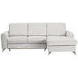 ECKSOFA  in Flachgewebe Creme  244/167 cm  - Silberfarben/Creme, Design, Textil/Metall (244/167cm) - Cantus