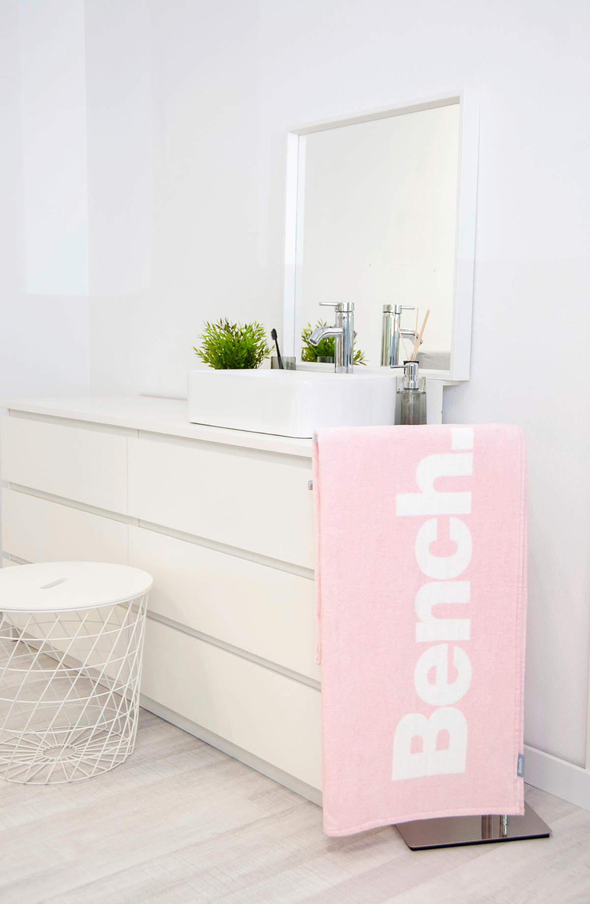 STRANDTUCH Rosa, Weiß 80/180 cm  - Rosa/Weiß, KONVENTIONELL, Textil (80/180cm) - Bench
