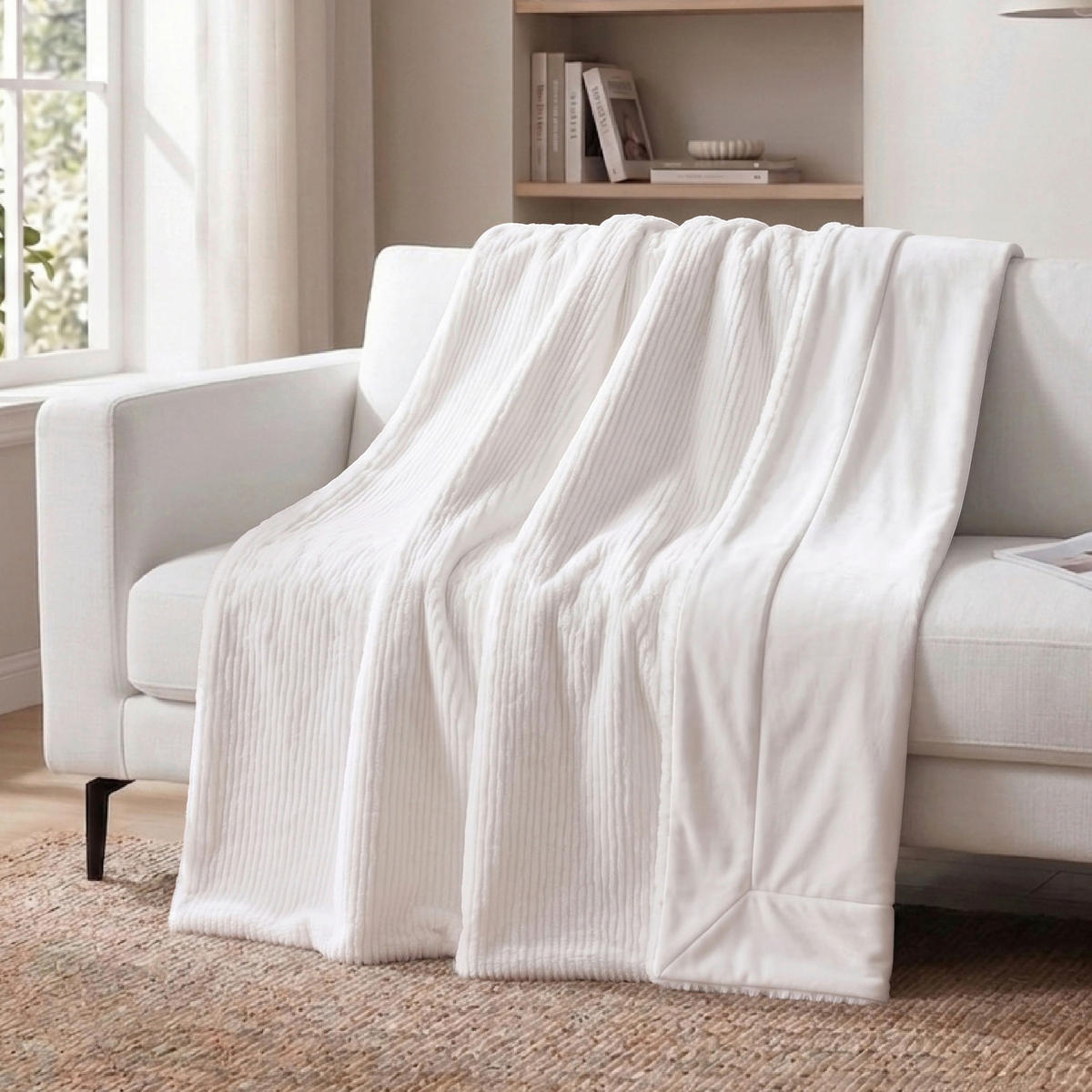 DECKE Rabbit Stripes 150/200 cm  - Weiß, Basics, Textil (150/200cm) - Novel