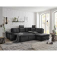 ECKSOFA Schwarz Mikrovelours  - Schwarz, KONVENTIONELL, Kunststoff/Textil (265/217cm) - Carryhome