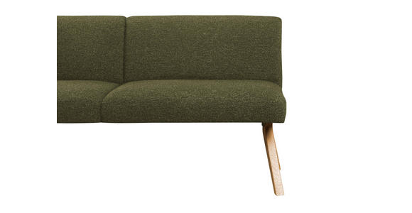 SITZBANK 160/85/69 cm Webstoff Grün Eiche vollmassiv  - Eichefarben/Grün, KONVENTIONELL, Holz/Textil (160/85/69cm) - Linea Natura