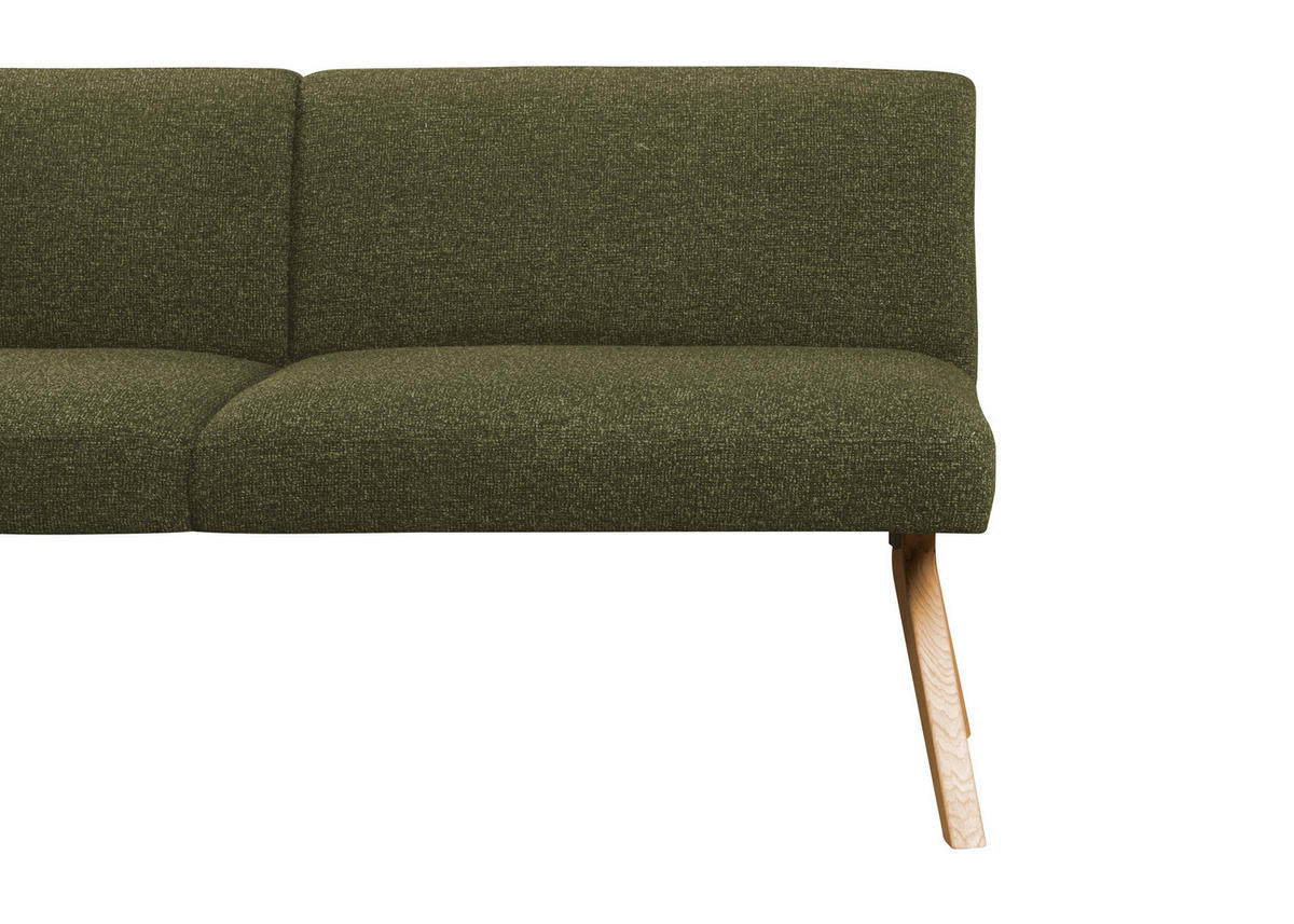 SITZBANK 160/85/69 cm Webstoff Grün Eiche vollmassiv  - Eichefarben/Grün, KONVENTIONELL, Holz/Textil (160/85/69cm) - Linea Natura