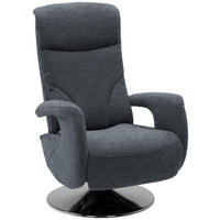 RELAXSESSEL Chenille, Mikrofaser Relaxfunktion, Kopfteilverstellung    - Chromfarben/Dunkelblau, Design, Textil/Metall (71/110/83cm) - Dieter Knoll