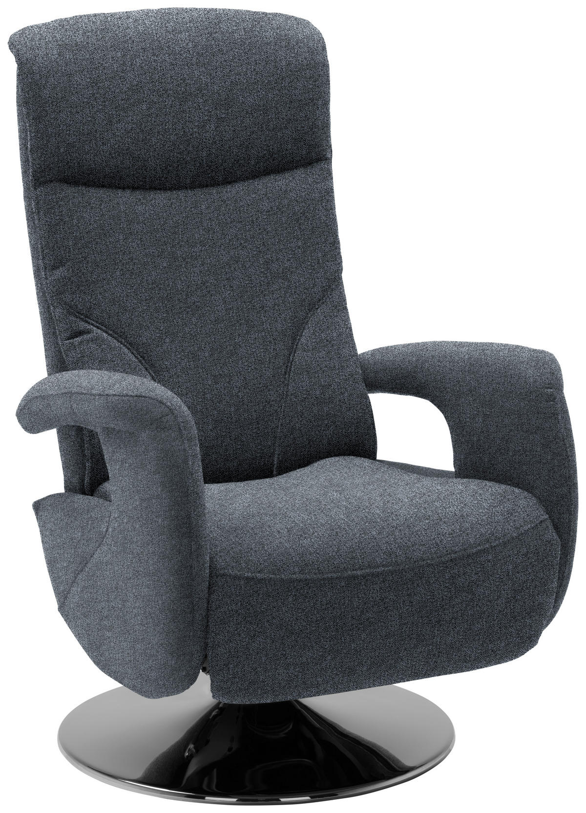 RELAXSESSEL Chenille, Mikrofaser Relaxfunktion, Kopfteilverstellung    - Chromfarben/Dunkelblau, Design, Textil/Metall (71/110/83cm) - Dieter Knoll